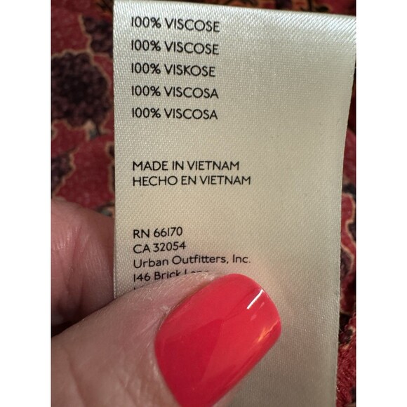 Free People Mia Blouse Size M Peasant Floral Popover Rust Red Rayon Boho EUC - Picture 6 of 8